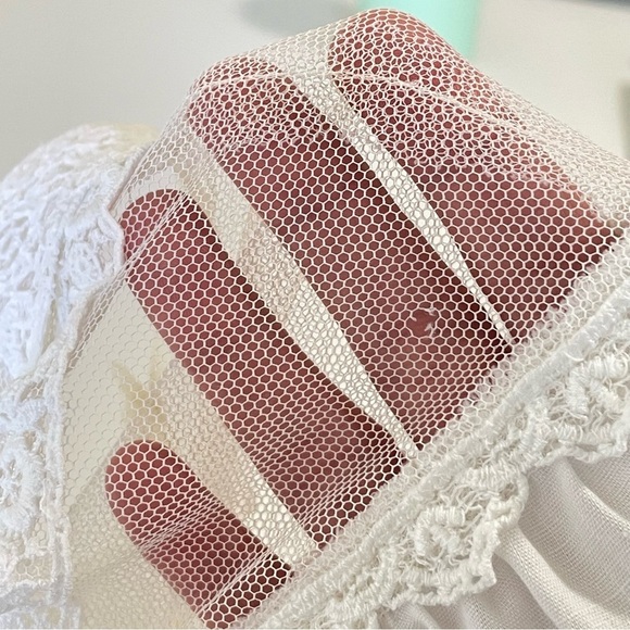 Gunne Sax 70s Vintage Victorian Lace Neck Ruffle Yoke Blouse White XXS - XS - Picture 11 of 13